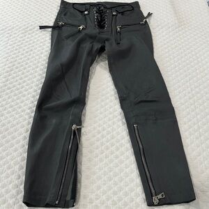 NWOT Ben Taverniti Unravel Project Grey Lace-Up Plonge Leather Corset Skiny S-26